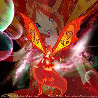 Cartoon butterfly wings red dress - fantasy style free wallpaper for tablet