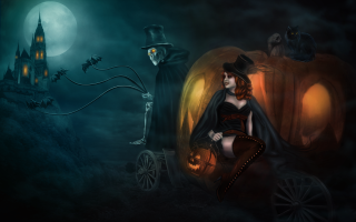 Witch man pumpkin black suit - a pumpkin free wallpaper