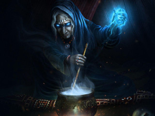 Wizard stirring pot wand glowing - a wizard free wallpaper