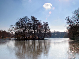 Lake trees blue sky clouds 8 - lake free wallpaper
