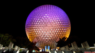 Large building purple dome nighttime - buckminster fuller free wallpaper