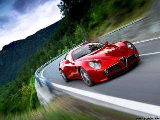 Red sports car mountain road 6 - kinetic art free wallpaper