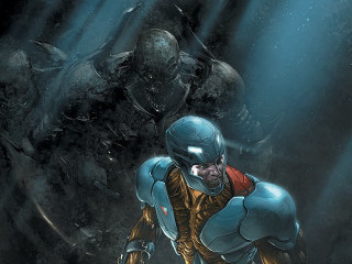 Man blue suit helmet robot - a giant robot free wallpaper