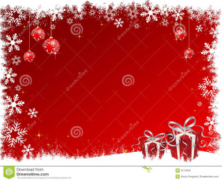 Red christmas card presents snowflakes - a text free wallpaper