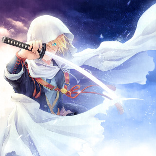 Man sword white cloak neck - cloud free wallpaper for tablet