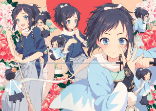 Anime girls bow arrows red - ukiyoe free wallpaper