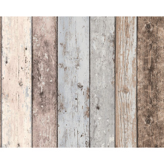 Wooden wall multicolor planks ultrafine - beige free wallpaper