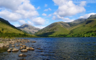 Lake mountains rocks cloudy sky 5 - beatrix potter free wallpaper