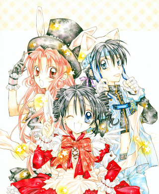 Anime characters hats bows cat - their shoulder free wallpaper