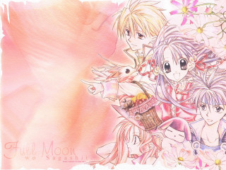 Anime girls flowers pink background - a pink sky free wallpaper
