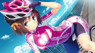 Girl pink bike outfit wall - against a wall free wallpaper