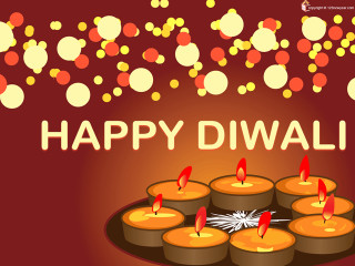 Candles happy diwali message red - light effect free wallpaper