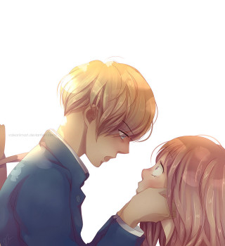 Blonde blue jacket pink hair - together free wallpaper for tablet