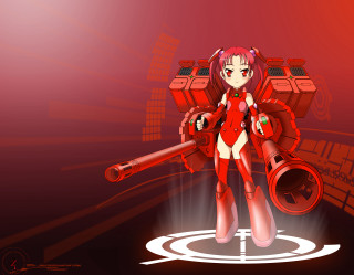 Cartoon character gun red background 2 - mecha free wallpaper