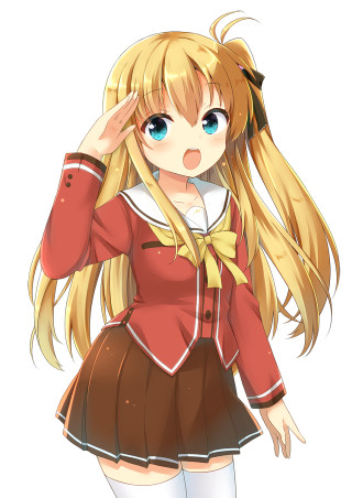 Girl red shirt brown skirt - long hair and a ponytail free wallpaper for mobile