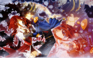 Anime characters snowfall redhair woman - a snowy area free wallpaper