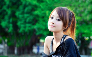 Red haired woman black top - red hair free wallpaper