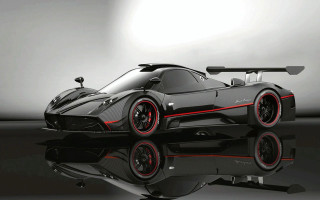 Black sports car red stripes 4 - the floor free wallpaper