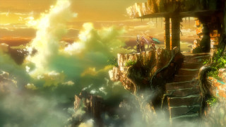 Stairway cliff sky clouds trees - cloud and trees free wallpaper