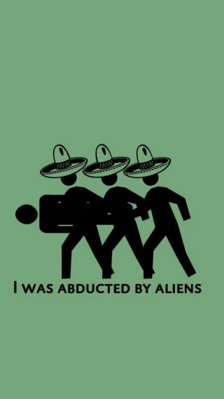 Green poster three people line - alien free wallpaper for mobile