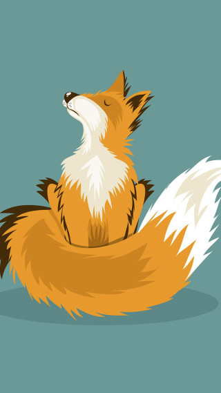 Cartoon fox banana blue background - a white tail free wallpaper for mobile
