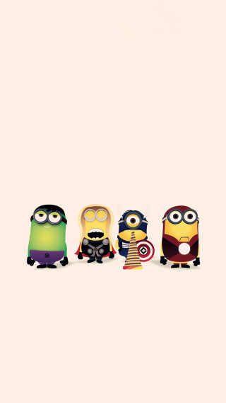 Minions sitting row white background - a row free wallpaper for mobile