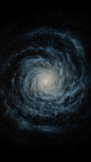 Spiral galaxy black background white - free space wallpaper for mobile