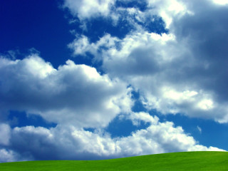 Green hill blue sky clouds 2 - free sky wallpaper