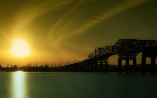 Bridge water sky sun clouds 4 - choi buk free wallpaper