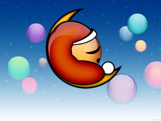 Sleeping moon bubbles starry sky - a crescent moon free wallpaper