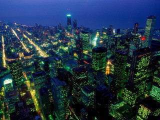 City night lights buildings blue 5 - city free wallpaper