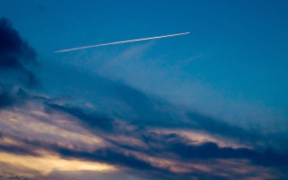 Plane sky contrail sunset clouds - dawn free wallpaper