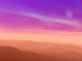 Purple sky distant moon mountain - matte painting free wallpaper