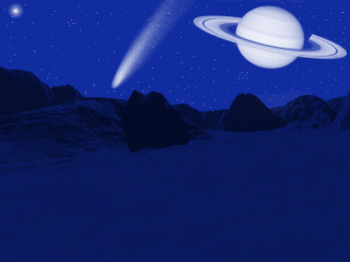 Distant planet star mountain night - a. hardy free wallpaper