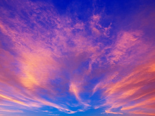 Sunset pink blue clouds beach - free sky wallpaper