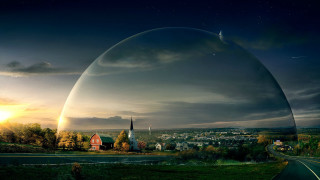 Large bubble object road church - plasticien free wallpaper