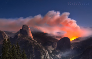 Mountain range sunset smoke cloud - the top of it free wallpaper