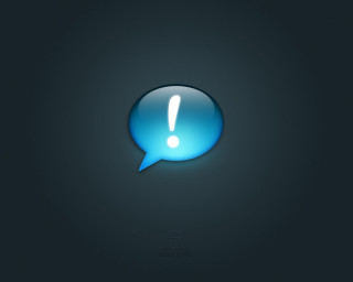 Blue speech bubble white exclamation - new objectivity free wallpaper