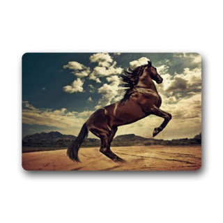 Horse running dirt field cloudy - free retro wallpaper for tablet
