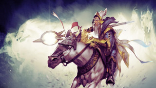 Man riding white horse giant - the back free wallpaper