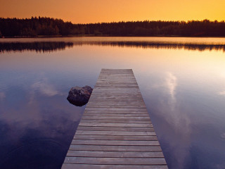 Dock lake sunset dawn clouds 4 - tranquil free wallpaper