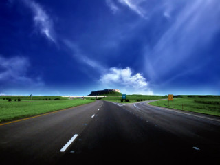Long road cloudy sky blue - a long road free wallpaper