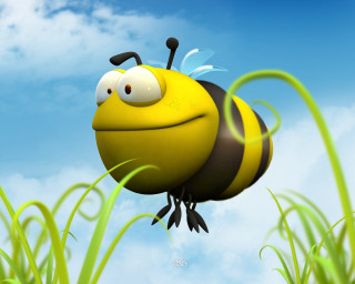 Cartoon bee flying open eyes - its eye free wallpaper