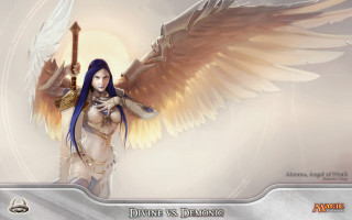 Angel sword wings fantasy art - the gathering artwork free wallpaper