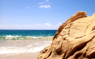 Rock formation beach wave blue 5 - beach free wallpaper