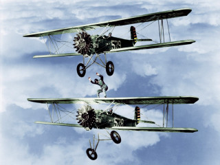 Three planes man wing cloudy 2 - the wing free wallpaper