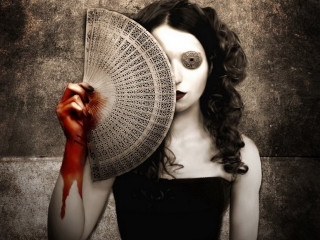 Woman fan blood dripping gothic - a fan free wallpaper
