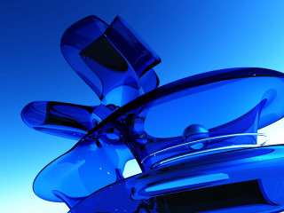 Blue glass sculpture blue sky - subsurface free wallpaper