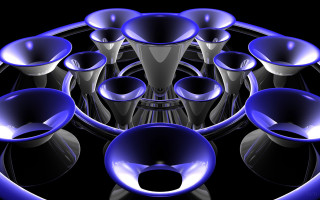 Blue objects circle lights black - symmetric free wallpaper