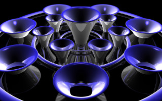 Blue objects circle lights black 2 - symmetric free wallpaper